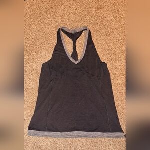 Lululemon Black With Stipes and Gray Outline Tank Size 12